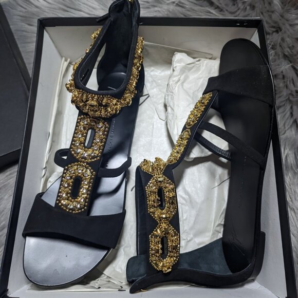Gorgeous Giuseppe Zanotti Black Sandals Size 41 - Picture 3 of 10